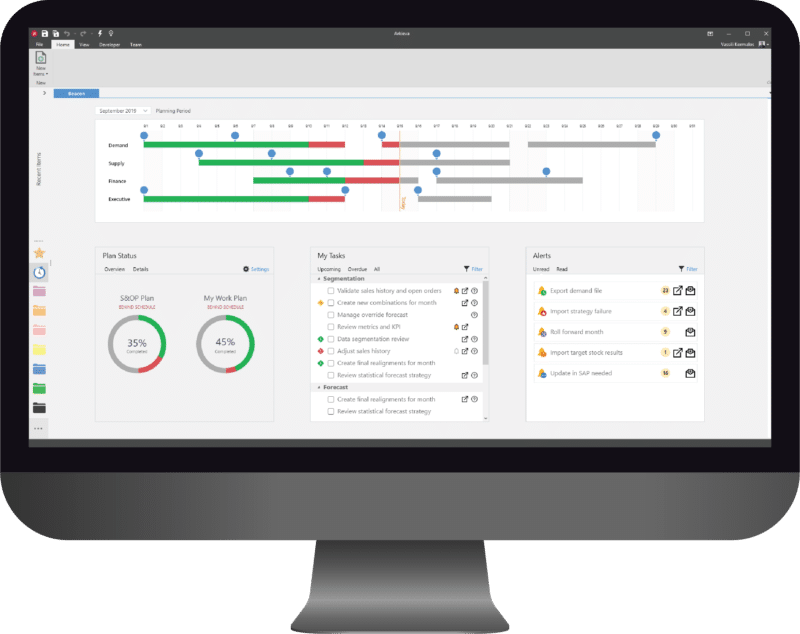 A desktop displaying a dashboard within Arkieva sales and operations management software