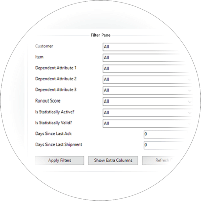 A graphic of filter choices displayed within a circle